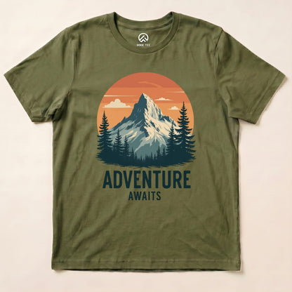Adventure Awaits Shirt Hike Tee T-Shirt Military Green / S