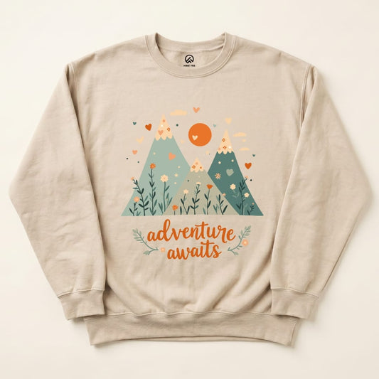 Adventure Awaits Sweatshirt Hike Tee Sweatshirt Sand / S