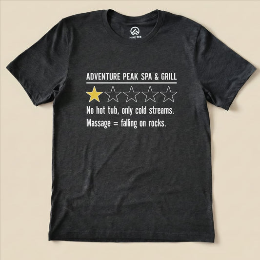 Adventure Spa & Grill Review Shirt Hike Tee T-Shirt Dark Grey Heather / S