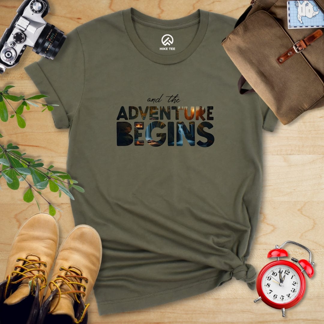 Hike Tee T-Shirt Military Green / S And The Adventure Begins Shirt