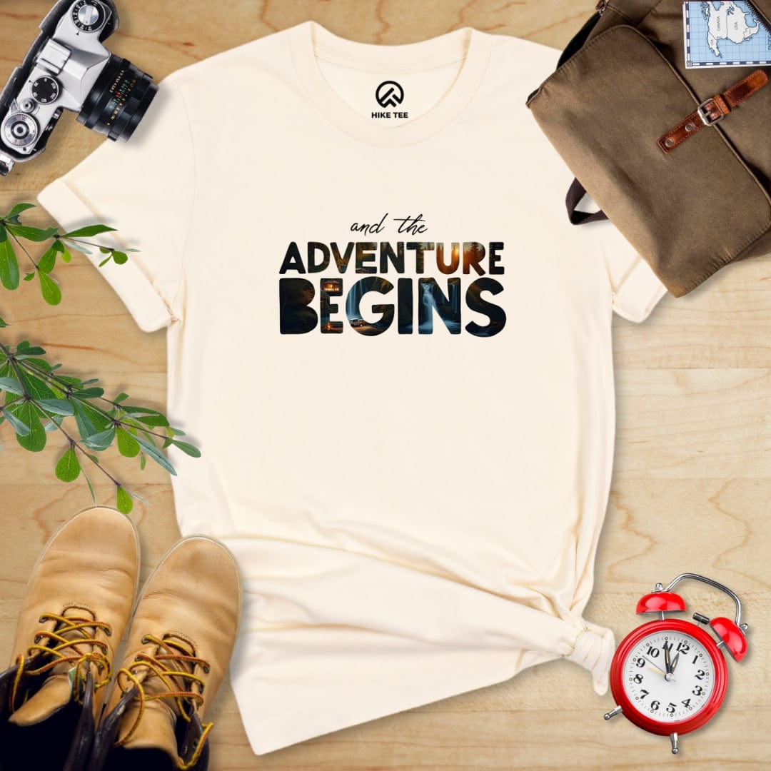 Hike Tee T-Shirt Natural / S And The Adventure Begins Shirt