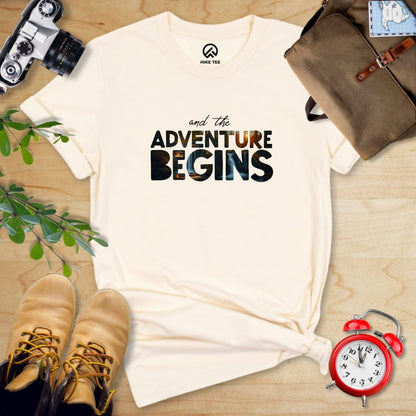 Hike Tee T-Shirt Natural / S And The Adventure Begins Shirt