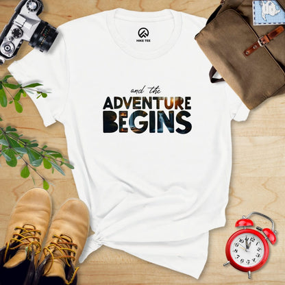 Hike Tee T-Shirt White / S And The Adventure Begins Shirt