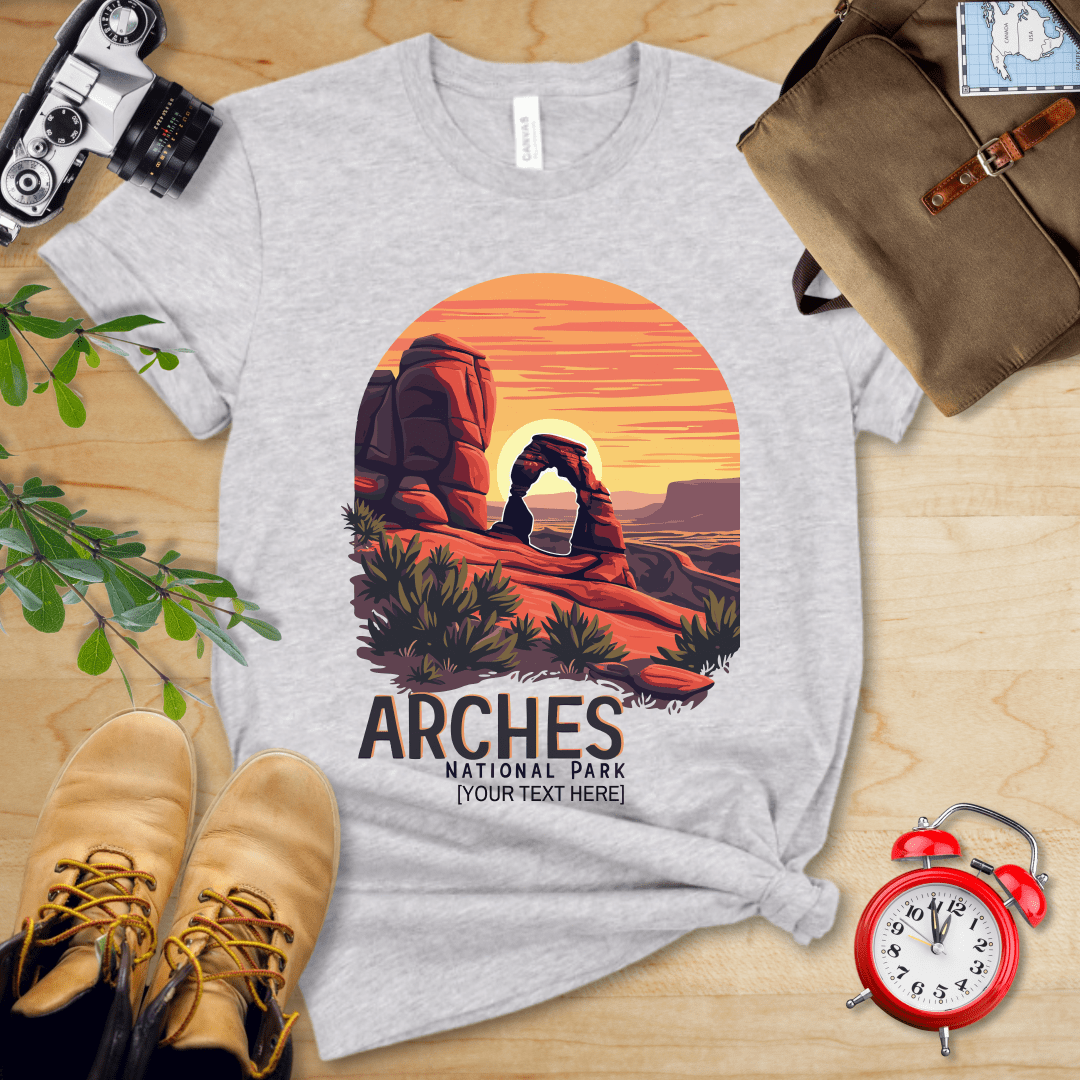 AnywherePOD T-Shirt Athletic Heather / S Arches National Park Shirt + Personalization