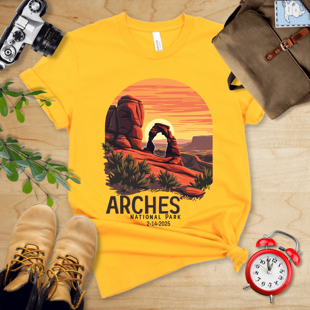 AnywherePOD T-Shirt Gold / S Arches National Park Shirt + Personalization