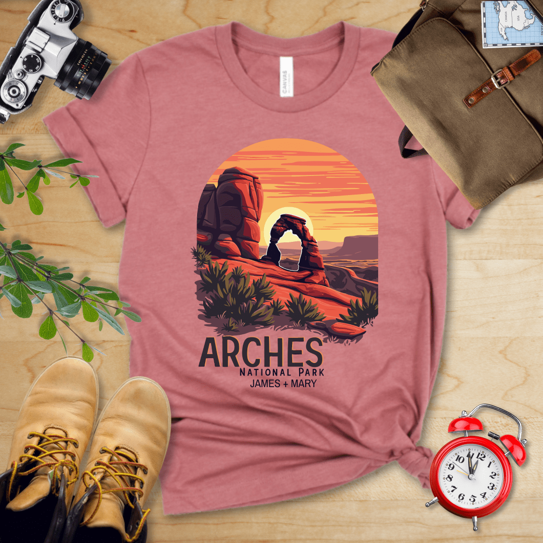 AnywherePOD T-Shirt Heather Mauve / S Arches National Park Shirt + Personalization