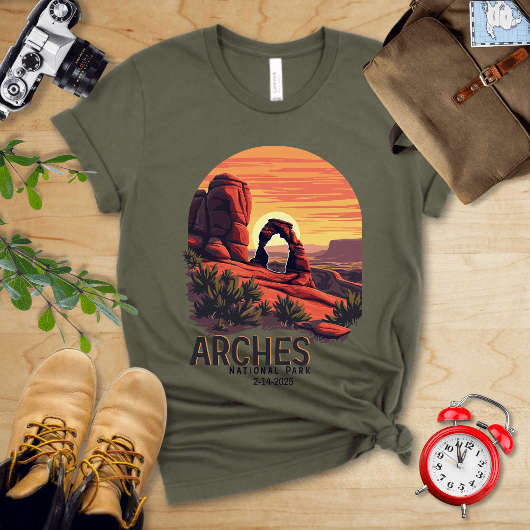 AnywherePOD T-Shirt Military Green / S Arches National Park Shirt + Personalization