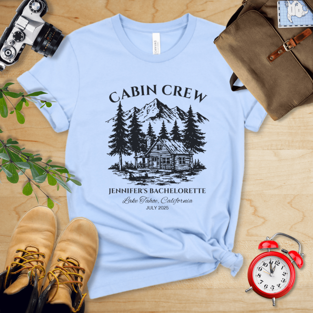 AnywherePOD T-Shirt Baby Blue / S Bachelorette Camp Hiking Personalization Shirt
