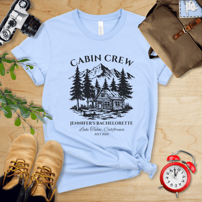 AnywherePOD T-Shirt Baby Blue / S Bachelorette Camp Hiking Personalization Shirt
