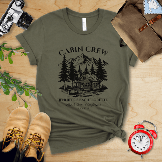AnywherePOD T-Shirt Military Green / S Bachelorette Camp Hiking Personalization Shirt