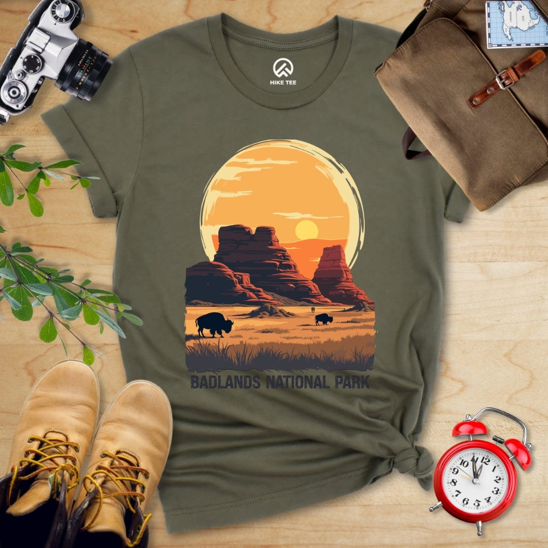 Hike Tee T-Shirt Military Green / S Badlands National Park Shirt