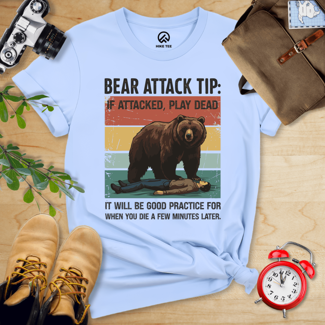 Hike Tee T-Shirt Baby Blue / S Bear Attack Tip Retro Shirt
