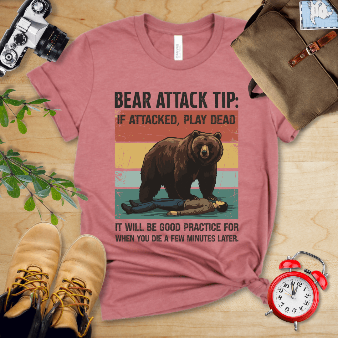 Hike Tee T-Shirt Heather Mauve / S Bear Attack Tip Retro Shirt