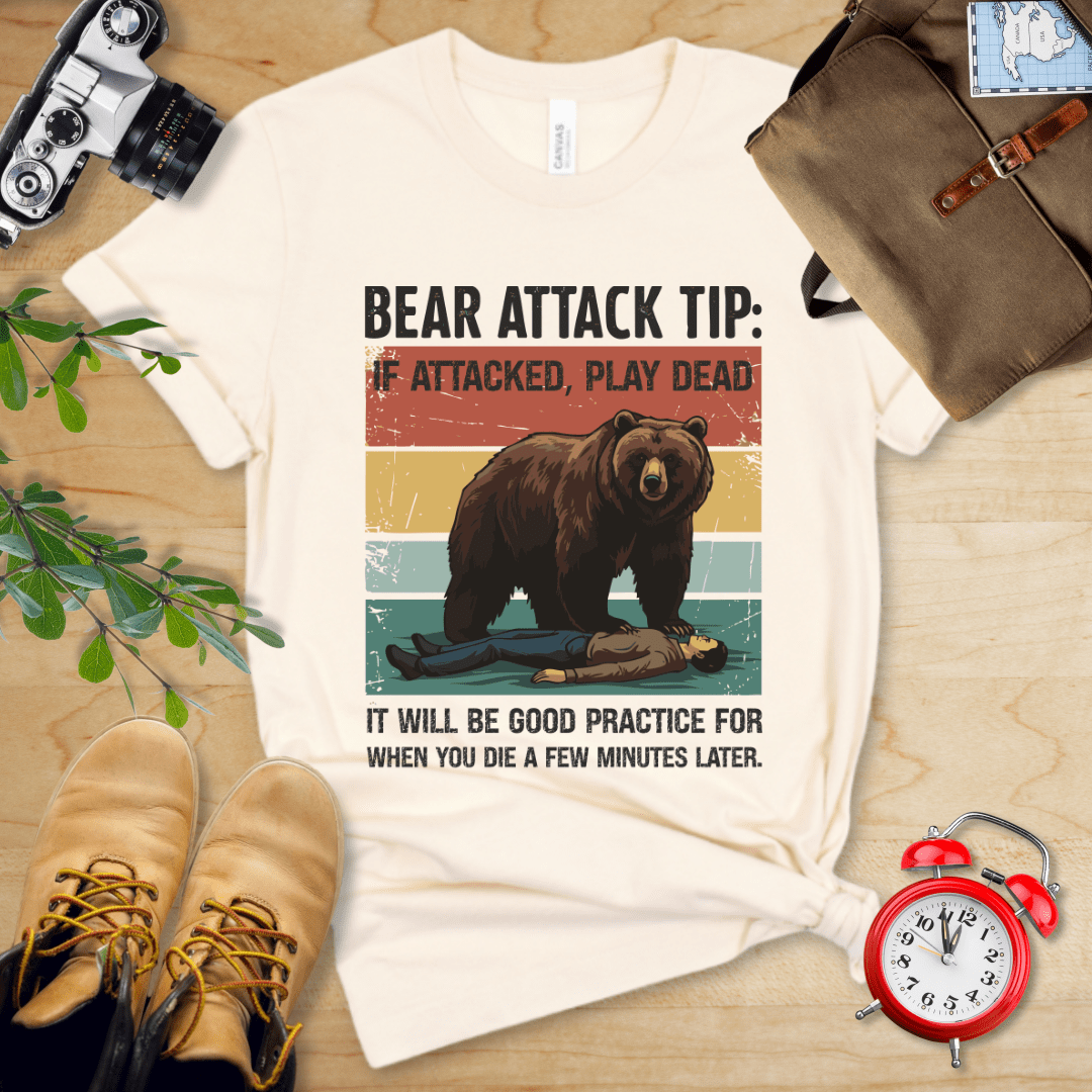 Hike Tee T-Shirt Natural / S Bear Attack Tip Retro Shirt