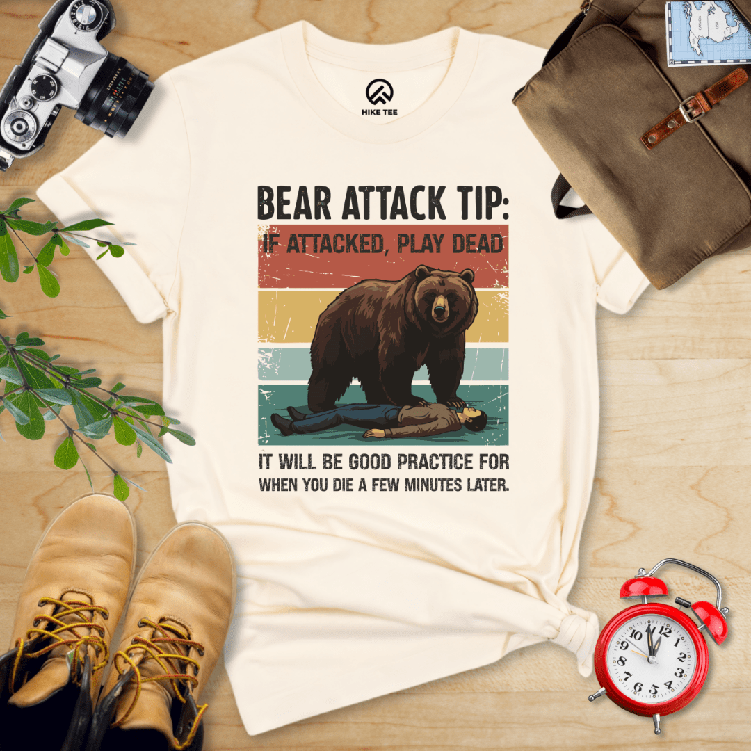 Hike Tee T-Shirt Natural / S Bear Attack Tip Retro Shirt