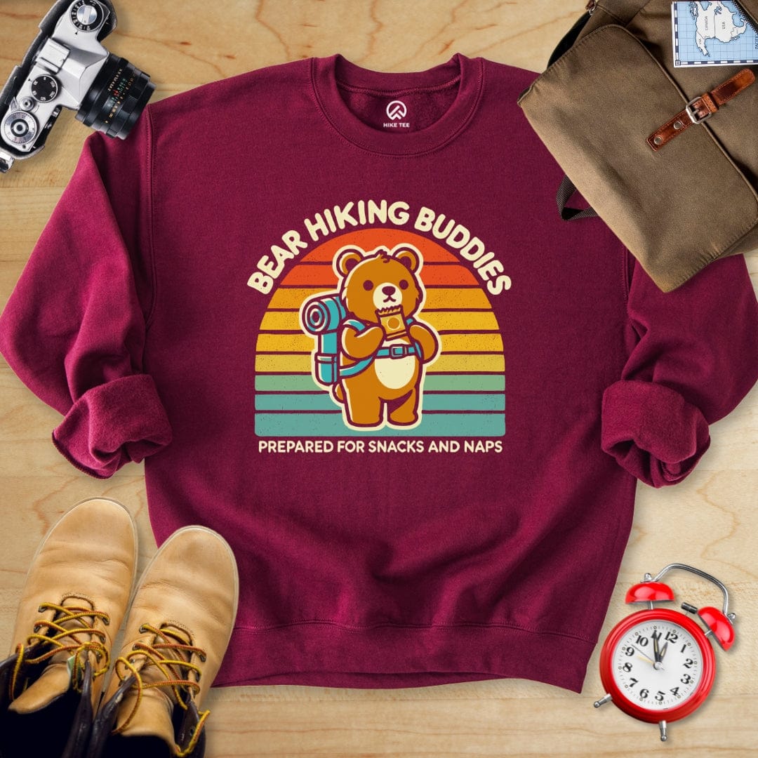 Hike Tee Sweatshirt S / Maroon Bear Hiking Buddies Sweatshirt