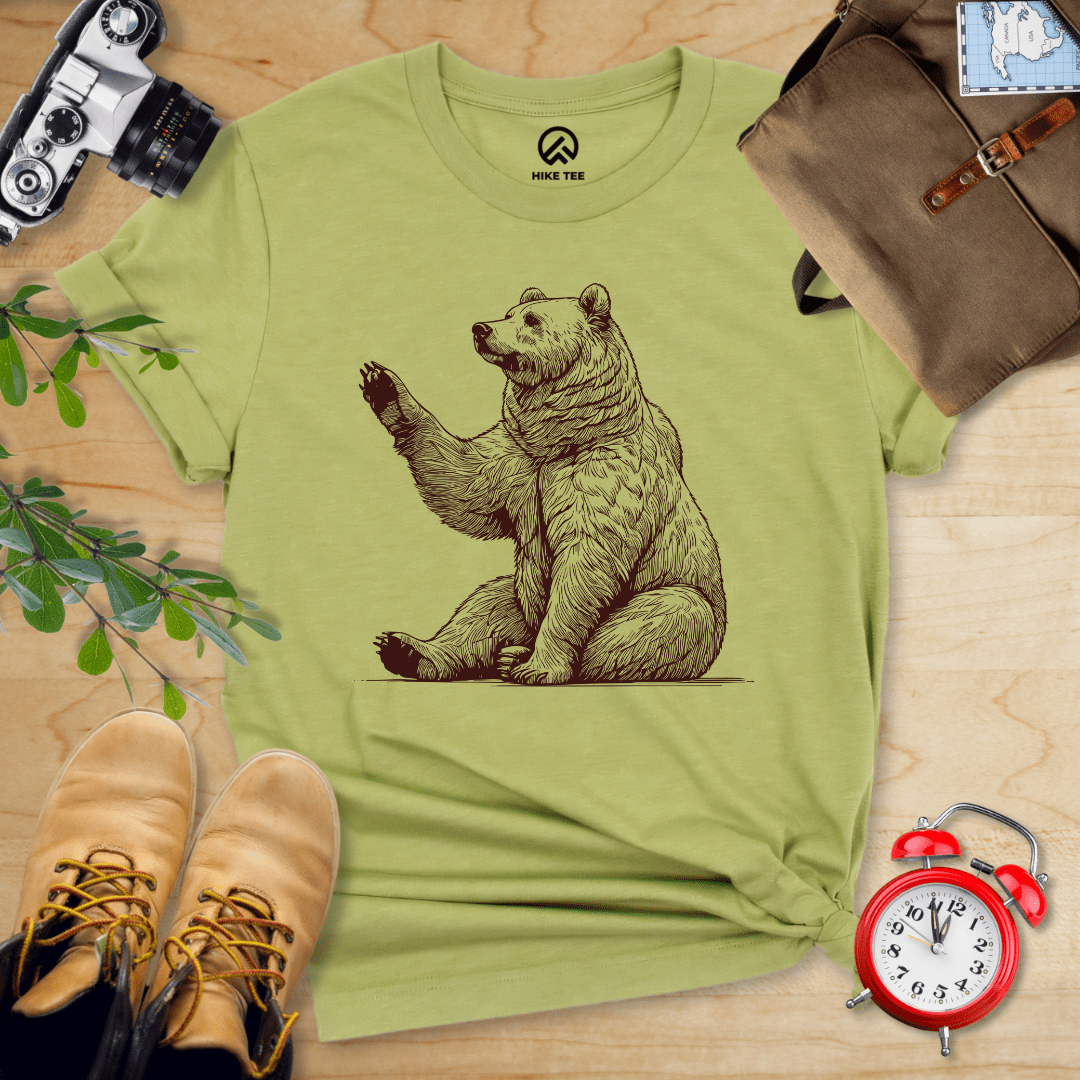 Hike Tee T-Shirt Heather Green / S Bear Is Watching Shirt