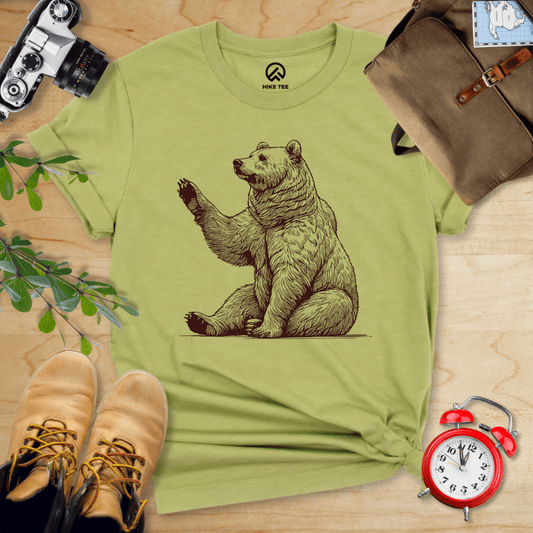Hike Tee T-Shirt Heather Green / S Bear Is Watching Shirt