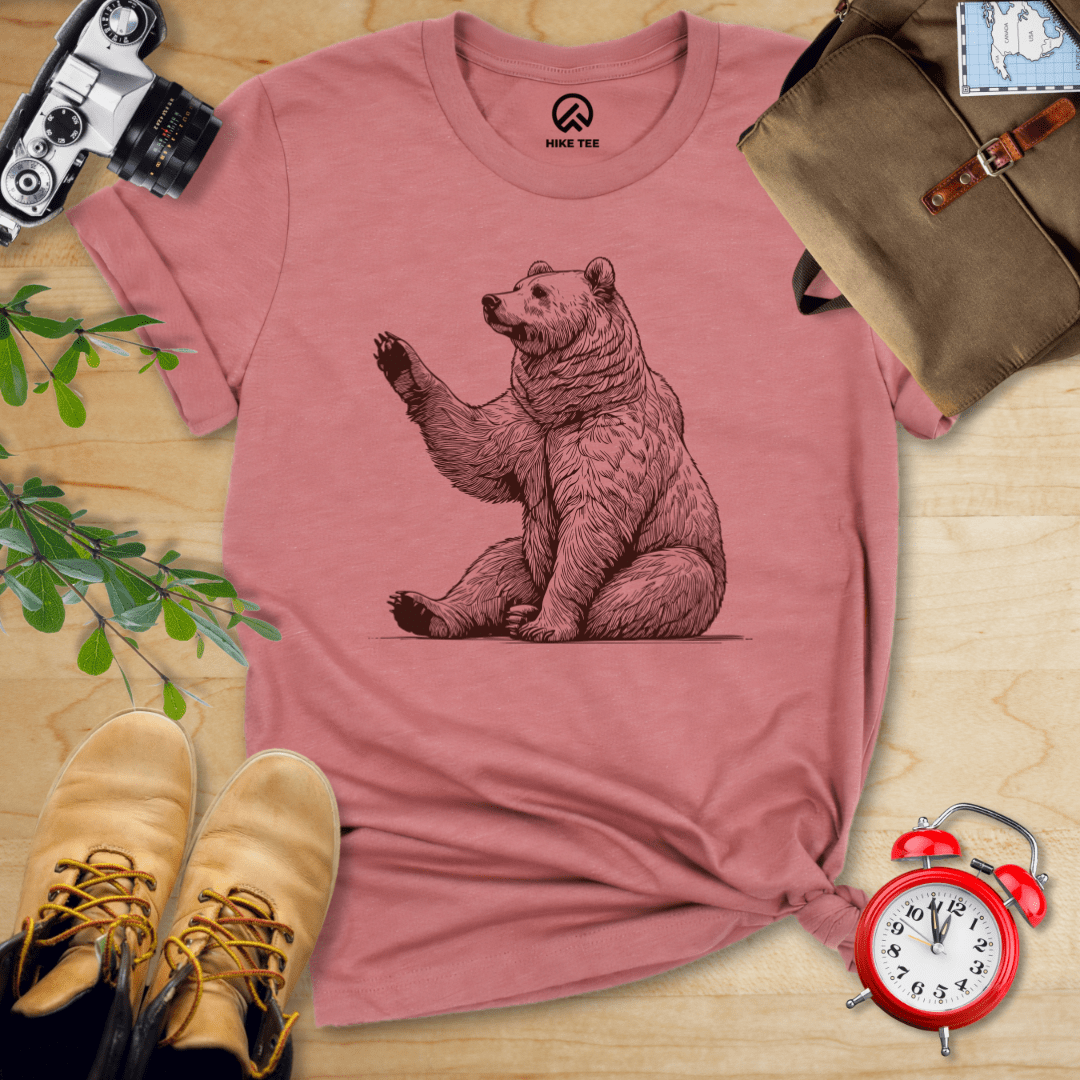 Hike Tee T-Shirt Heather Mauve / S Bear Is Watching Shirt