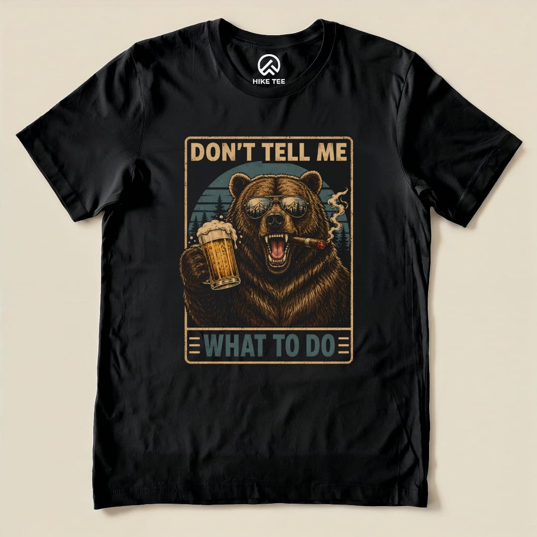 Bear with Beer Shirt Hike Tee T-Shirt Black / S