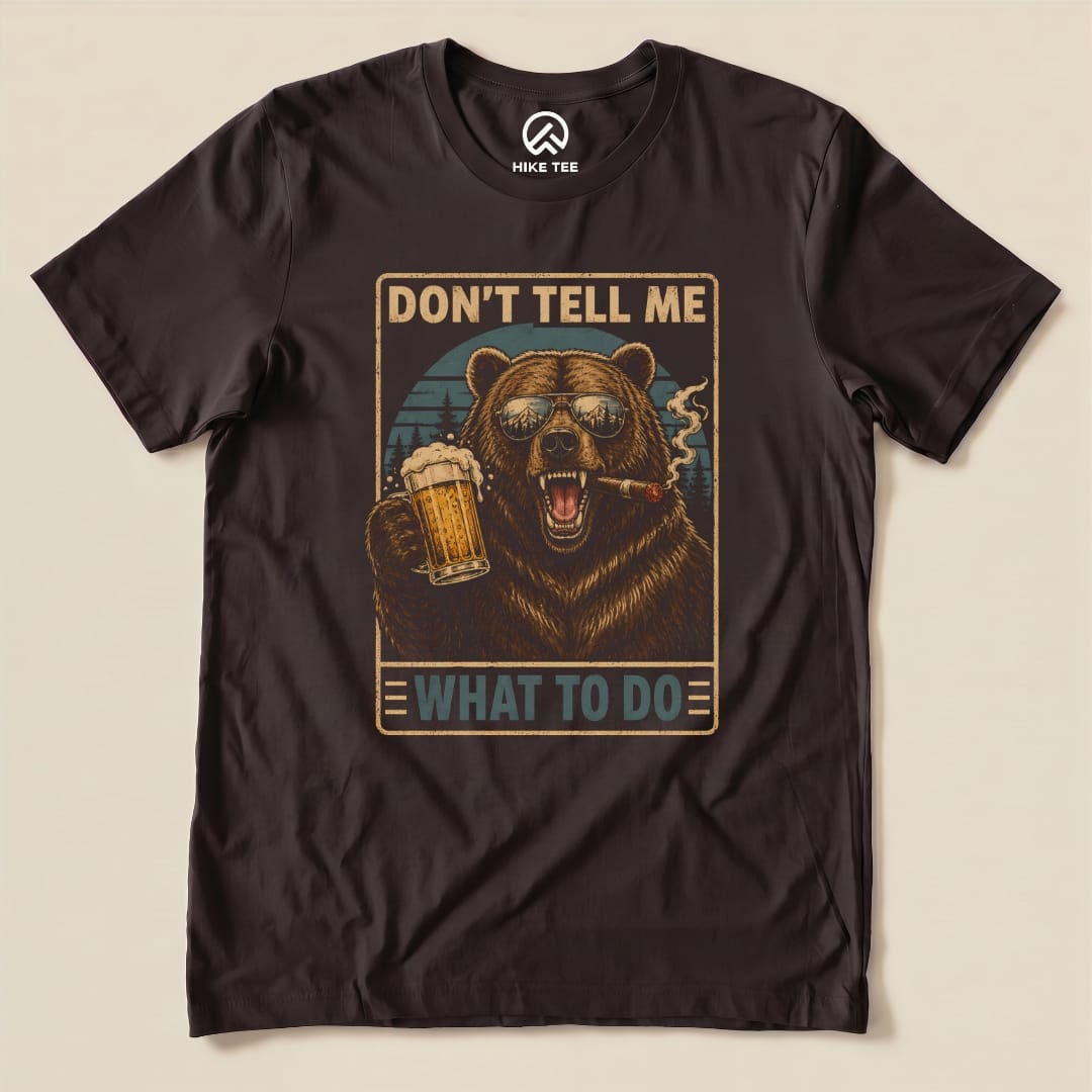 Bear with Beer Shirt Hike Tee T-Shirt Brown / S