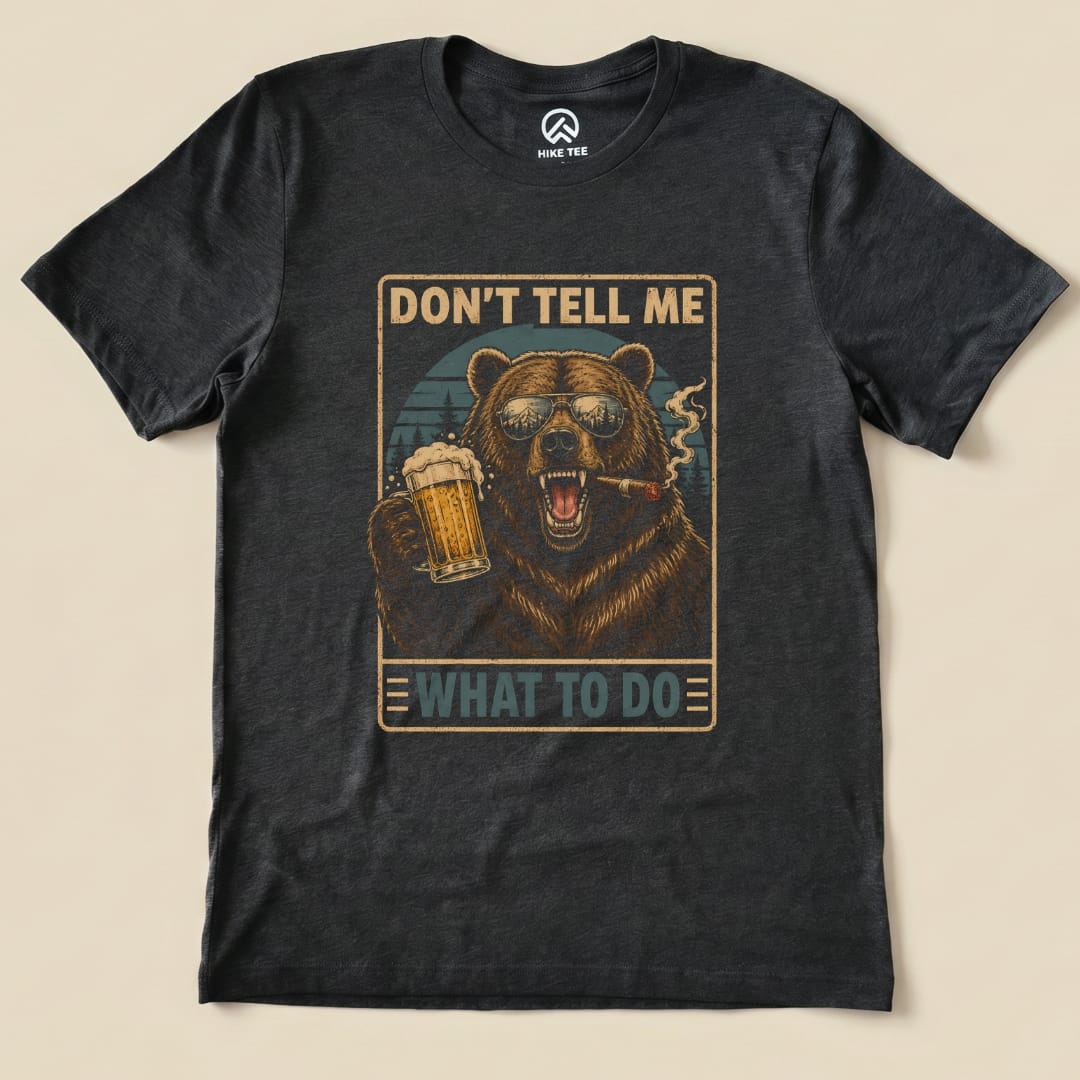 Bear with Beer Shirt Hike Tee T-Shirt Dark Grey Heather / S
