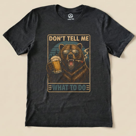 Bear with Beer Shirt Hike Tee T-Shirt Dark Grey Heather / S
