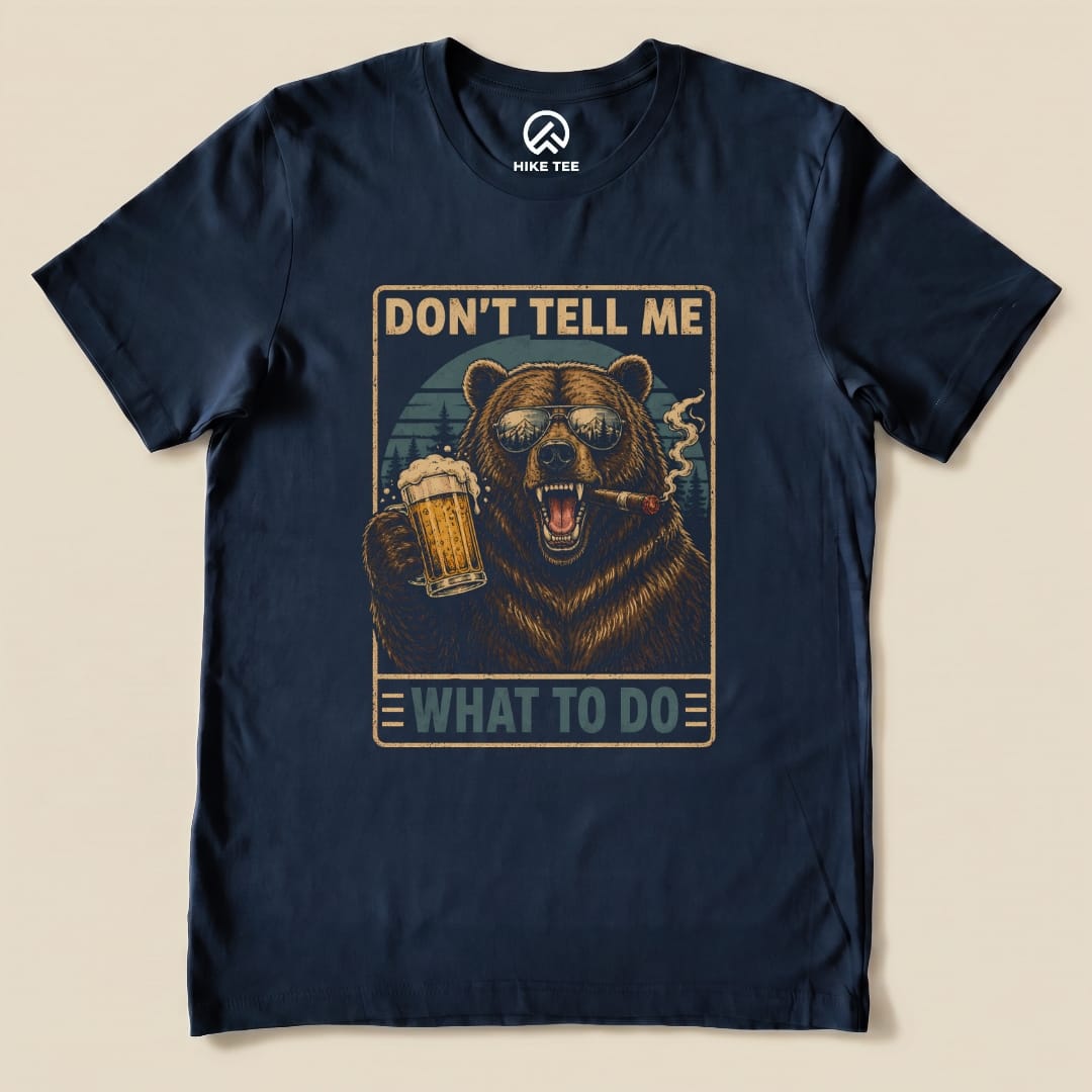 Bear with Beer Shirt Hike Tee T-Shirt Navy / S