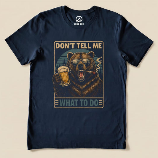 Bear with Beer Shirt Hike Tee T-Shirt Navy / S