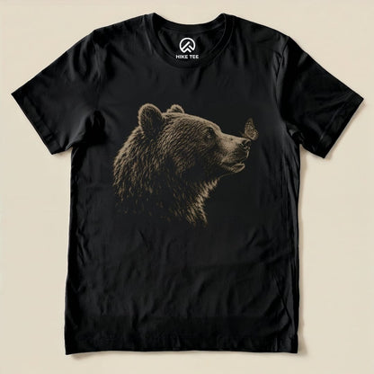 Bear with Butterfly Shirt Hike Tee T-Shirt Black / S