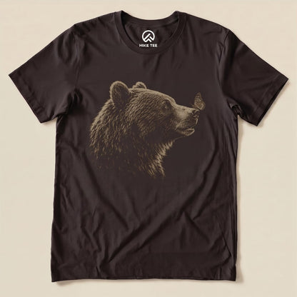 Bear with Butterfly Shirt Hike Tee T-Shirt Brown / S
