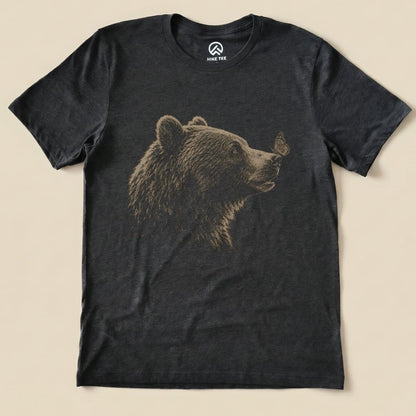 Bear with Butterfly Shirt Hike Tee T-Shirt Dark Grey Heather / S