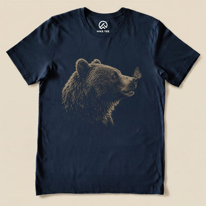 Bear with Butterfly Shirt Hike Tee T-Shirt Navy / S