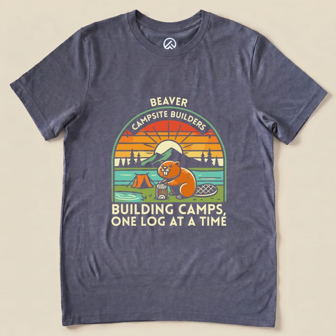 Beaver Campsite Builders Shirt Hike Tee T-Shirt Heather Navy / S