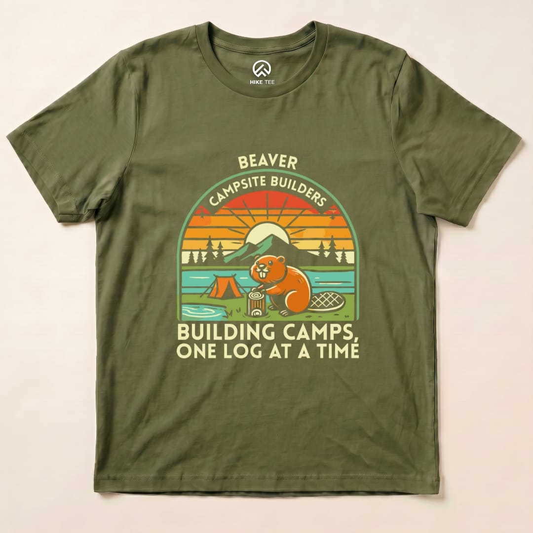 Beaver Campsite Builders Shirt Hike Tee T-Shirt Military Green / S