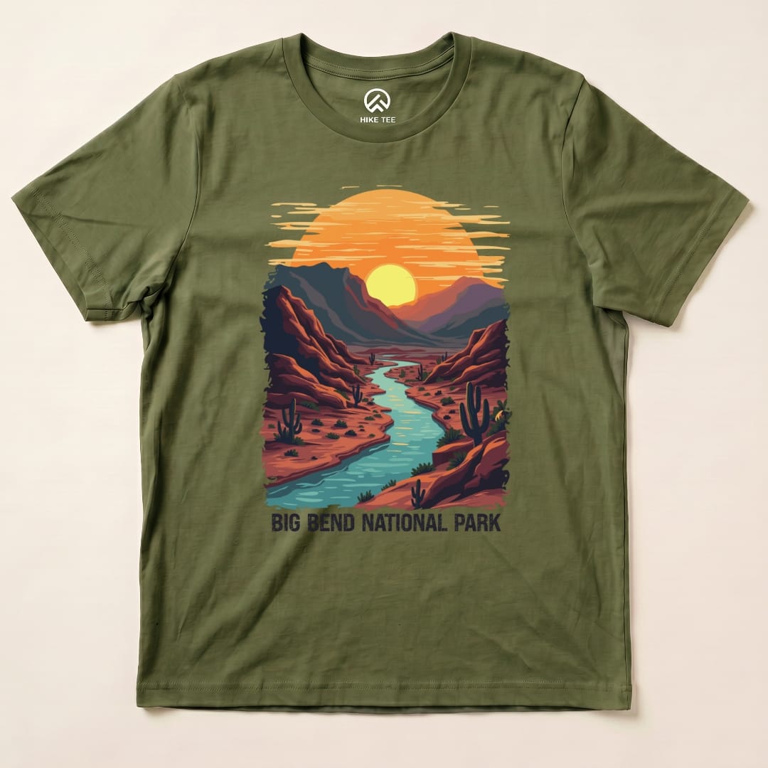 Hike Tee T-Shirt Military Green / S Big Bend National Park Shirt