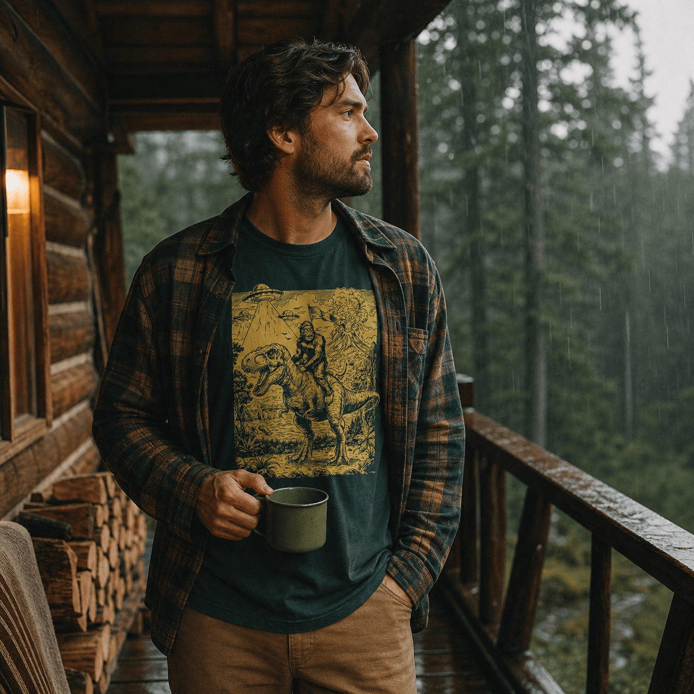 Bigfoot Dinosaur Shirt Hike Tee T-Shirt
