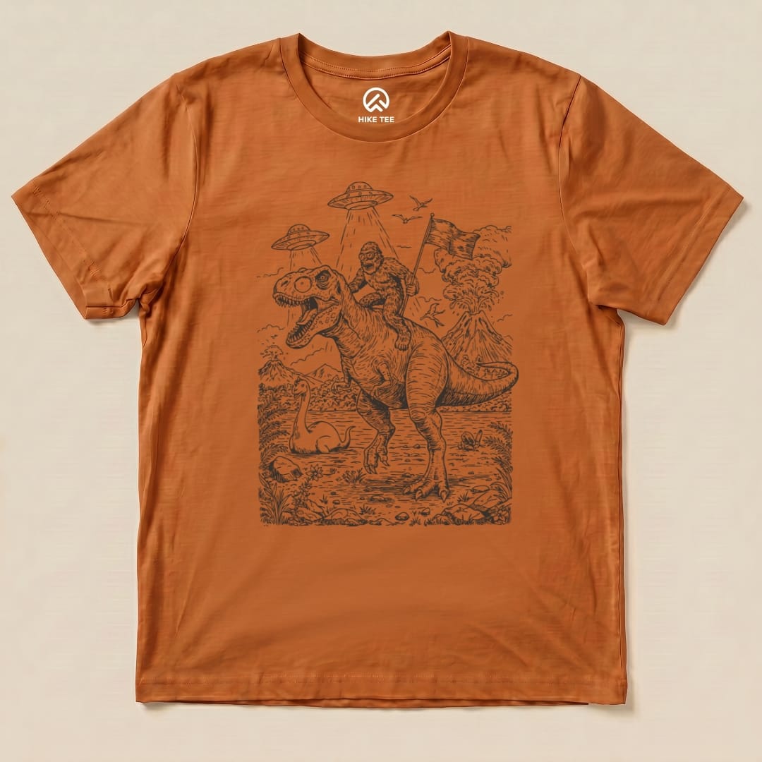 Bigfoot Dinosaur Shirt Hike Tee T-Shirt Autumn / S