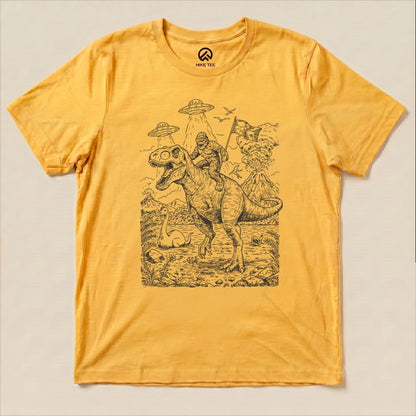 Bigfoot Dinosaur Shirt Hike Tee T-Shirt Gold / S