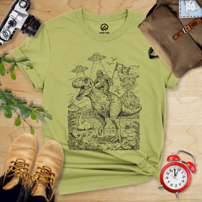 Hike Tee T-Shirt Heather Green / S Bigfoot Dinosaur Shirt