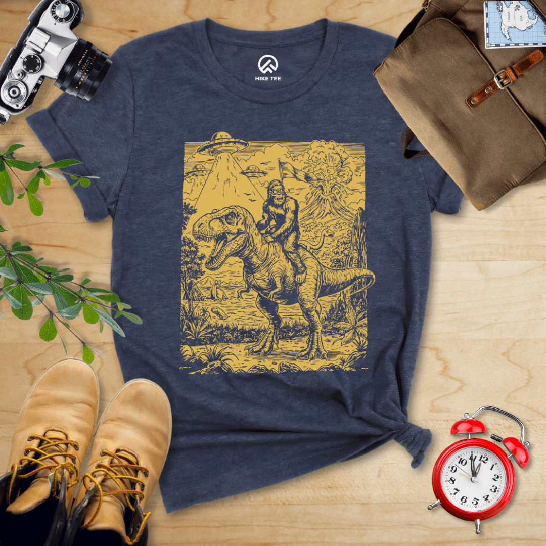 Hike Tee T-Shirt Heather Navy / S Bigfoot Dinosaur Shirt