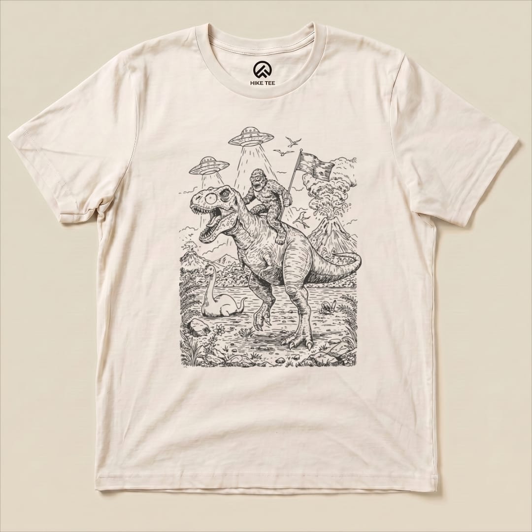 Bigfoot Dinosaur Shirt Hike Tee T-Shirt Natural / S