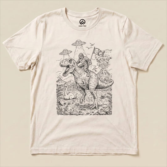 Bigfoot Dinosaur Shirt Hike Tee T-Shirt Natural / S