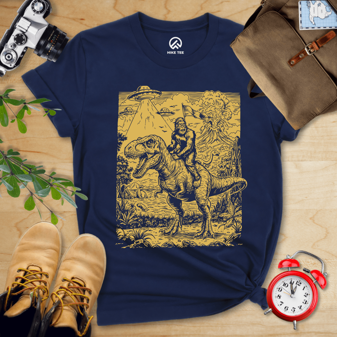 Hike Tee T-Shirt Navy / S Bigfoot Dinosaur Shirt