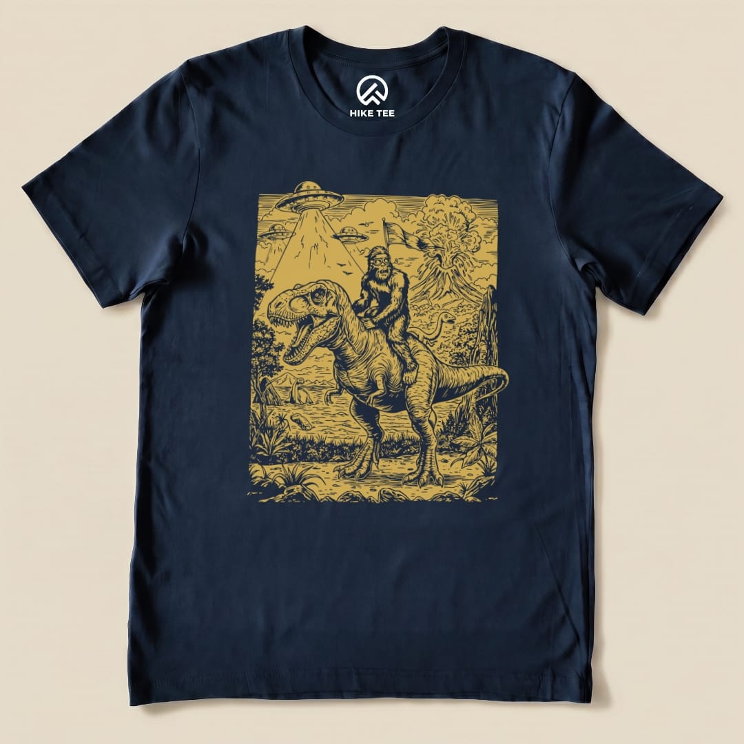 Hike Tee T-Shirt Navy / S Bigfoot Dinosaur Shirt