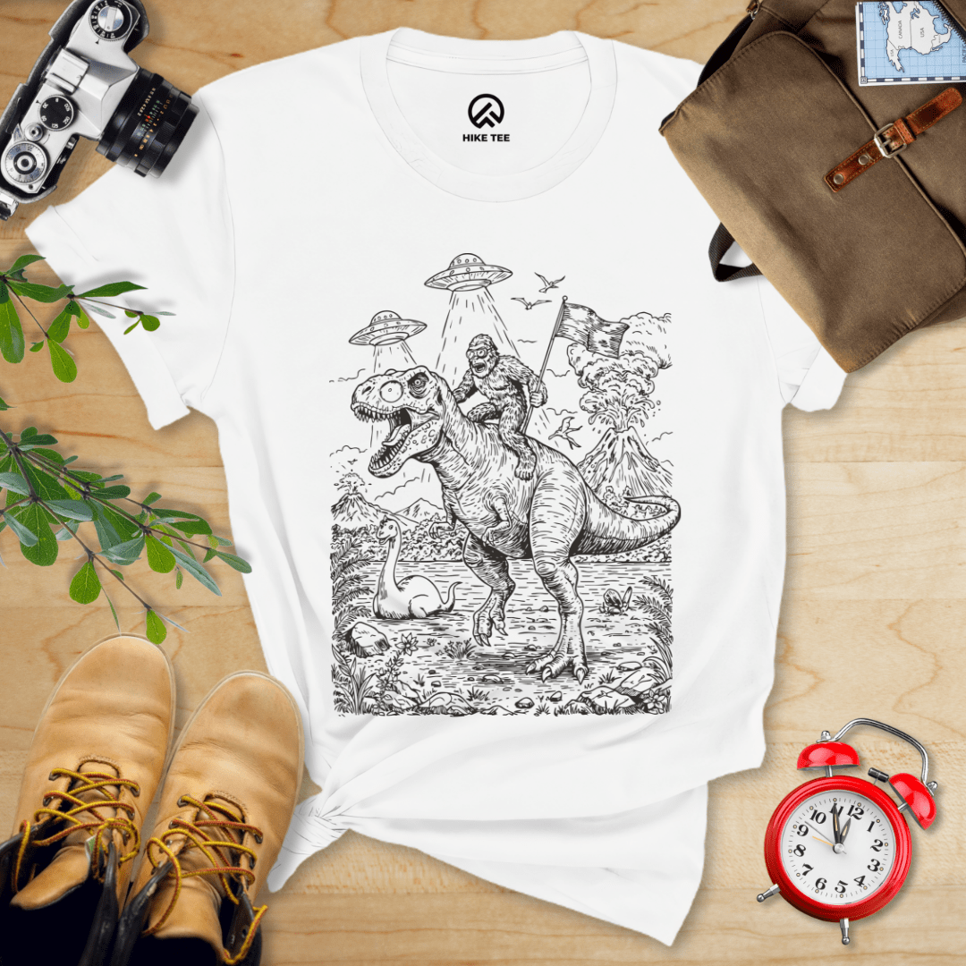 Hike Tee T-Shirt White / S Bigfoot Dinosaur Shirt