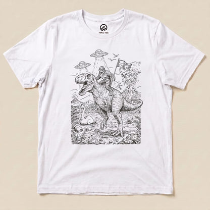 Bigfoot Dinosaur Shirt Hike Tee T-Shirt White / S