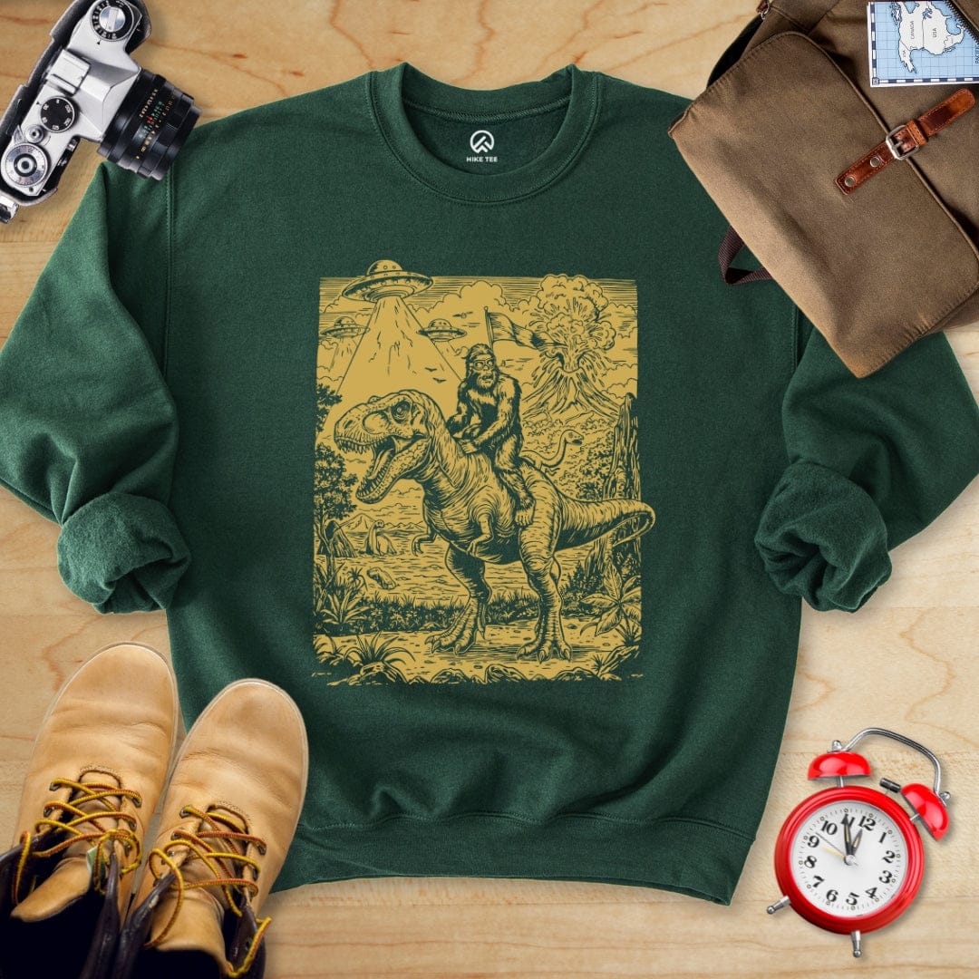 Hike Tee Sweatshirt Forest Green / S Bigfoot Dinosaur Sweatshirt