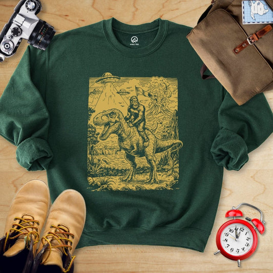 Hike Tee Sweatshirt Forest Green / S Bigfoot Dinosaur Sweatshirt