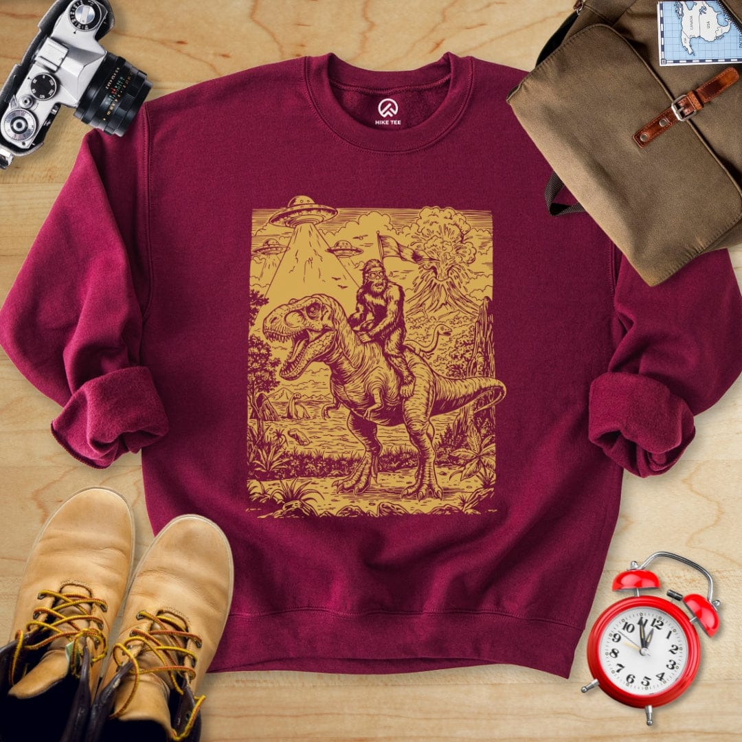 Hike Tee Sweatshirt Maroon / S Bigfoot Dinosaur Sweatshirt